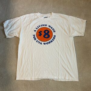 UVA VINTAGE White Graphic T-Shirt with Orange and Blue Print